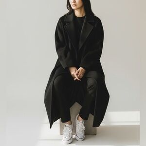 Dept. Anonym 100% Wool Cinch Belt Oversized Women’s Peacoat in Black Size Small